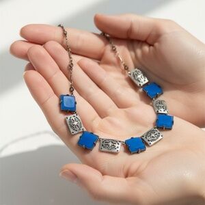 Vintage Blue and Silver 1920s Necklace